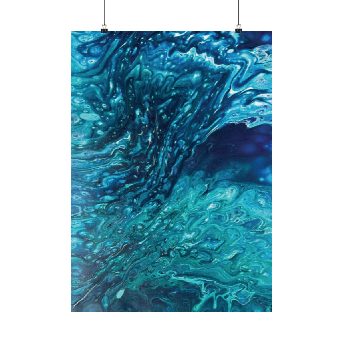 Ocean Abyss Matte Poster Abstract Teal Blue Wall Art