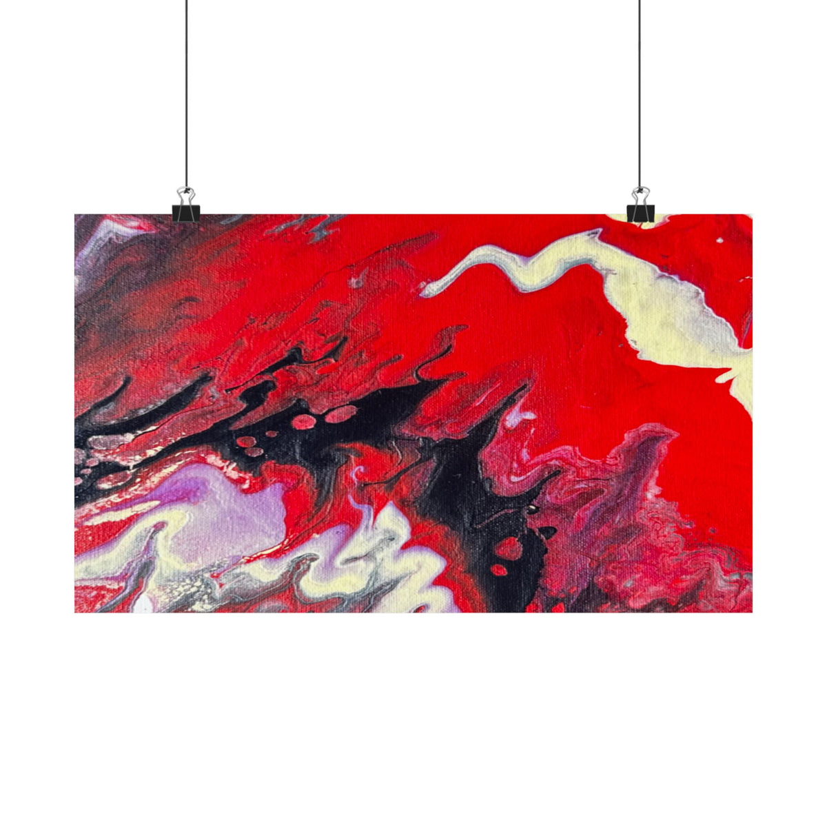 Power Abstract Red Fluid Art Matte Poster (Horizontal)