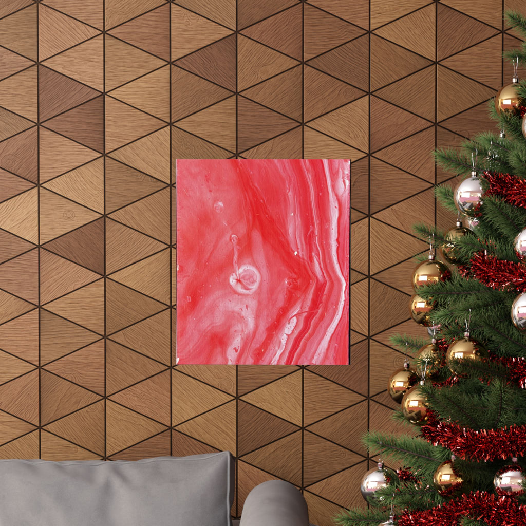 Red Marble Mars Matte Vertical Poster Abstract Red & Cream Wall Art