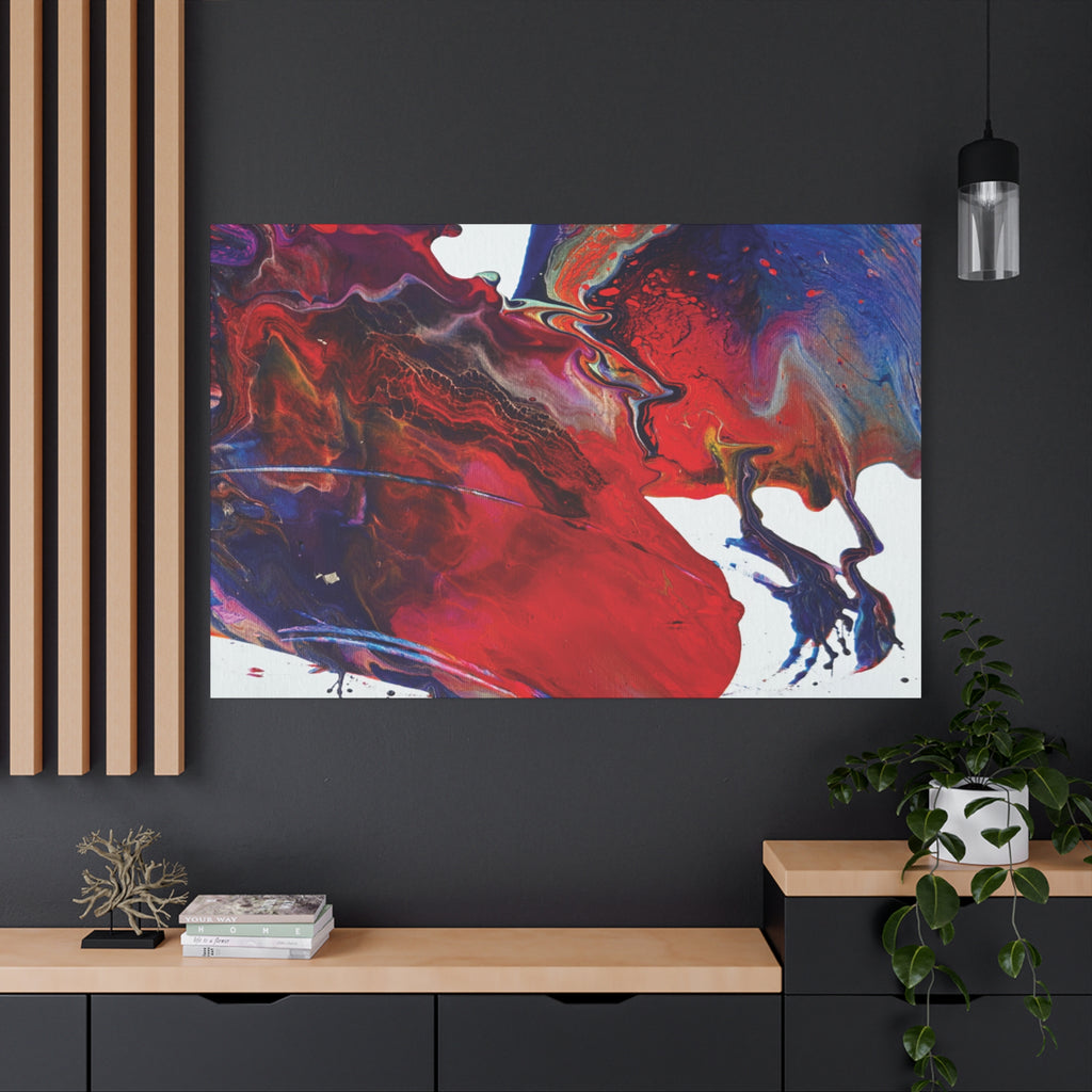 Abstract Red & Blue Fluid Art Matte Canvas Print Universe Stretched 1.25"