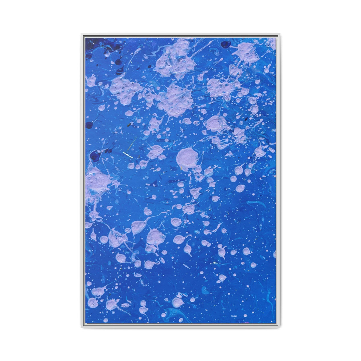 Blue Abstract Splatter Matte Canvas Framed Art