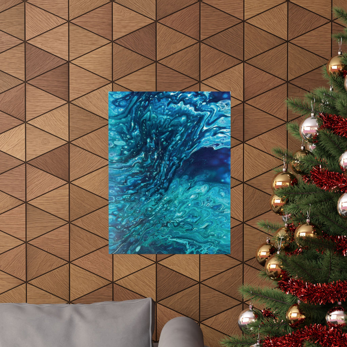 Ocean Abyss Matte Poster Abstract Teal Blue Wall Art
