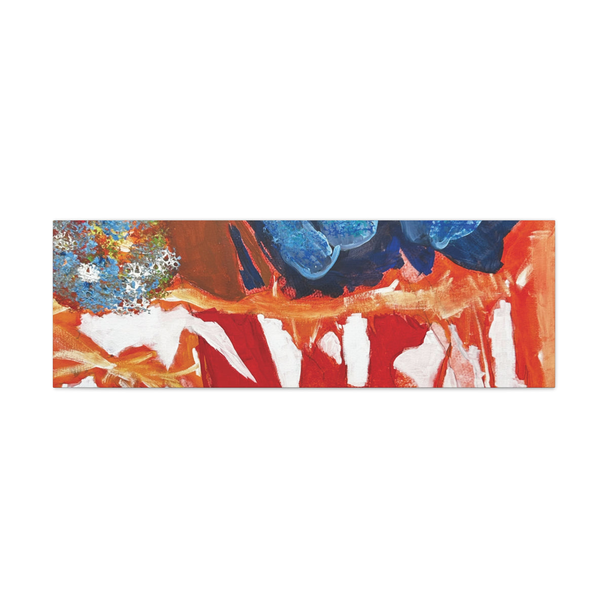 Abstract Red & Blue Matte Stretched Canvas Modern Expressionist Wall Art