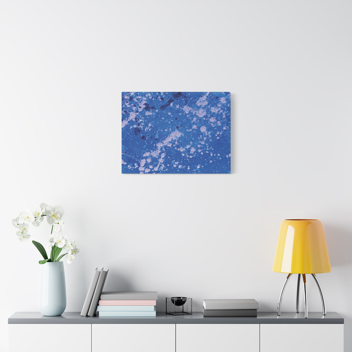 Blue Abstract Splatter Canvas Print  Dots (Matte Stretched 1.25")