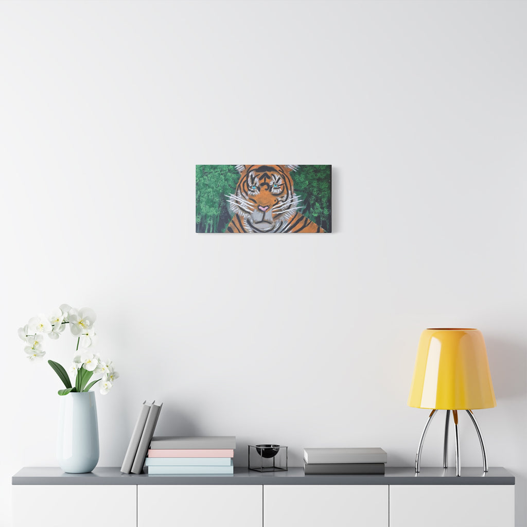 Tiger Portrait Matte Canvas Wall Art Bold Jungle Tiger Painting on Stretched Canvas
