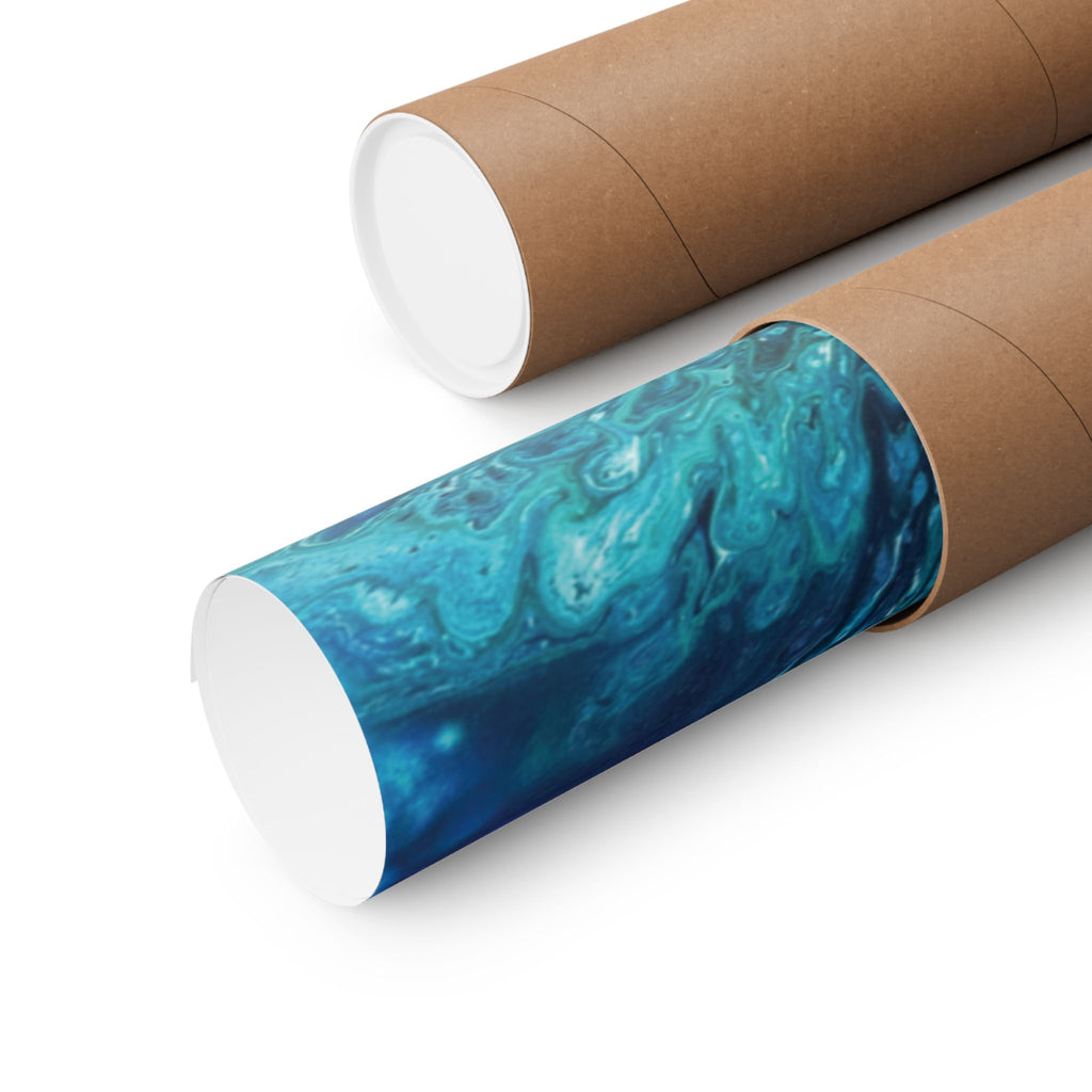 Ocean Abyss Matte Poster Abstract Teal Blue Wall Art