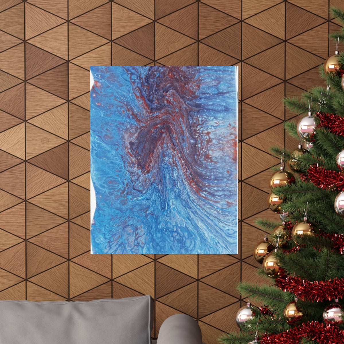 Abstract Blue Resin Art Poster Matte Vertical Wall Art