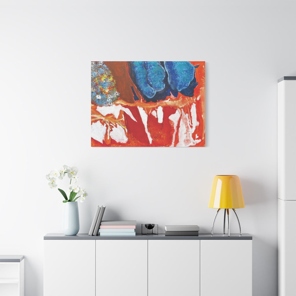 Abstract Red & Blue Matte Stretched Canvas Modern Expressionist Wall Art
