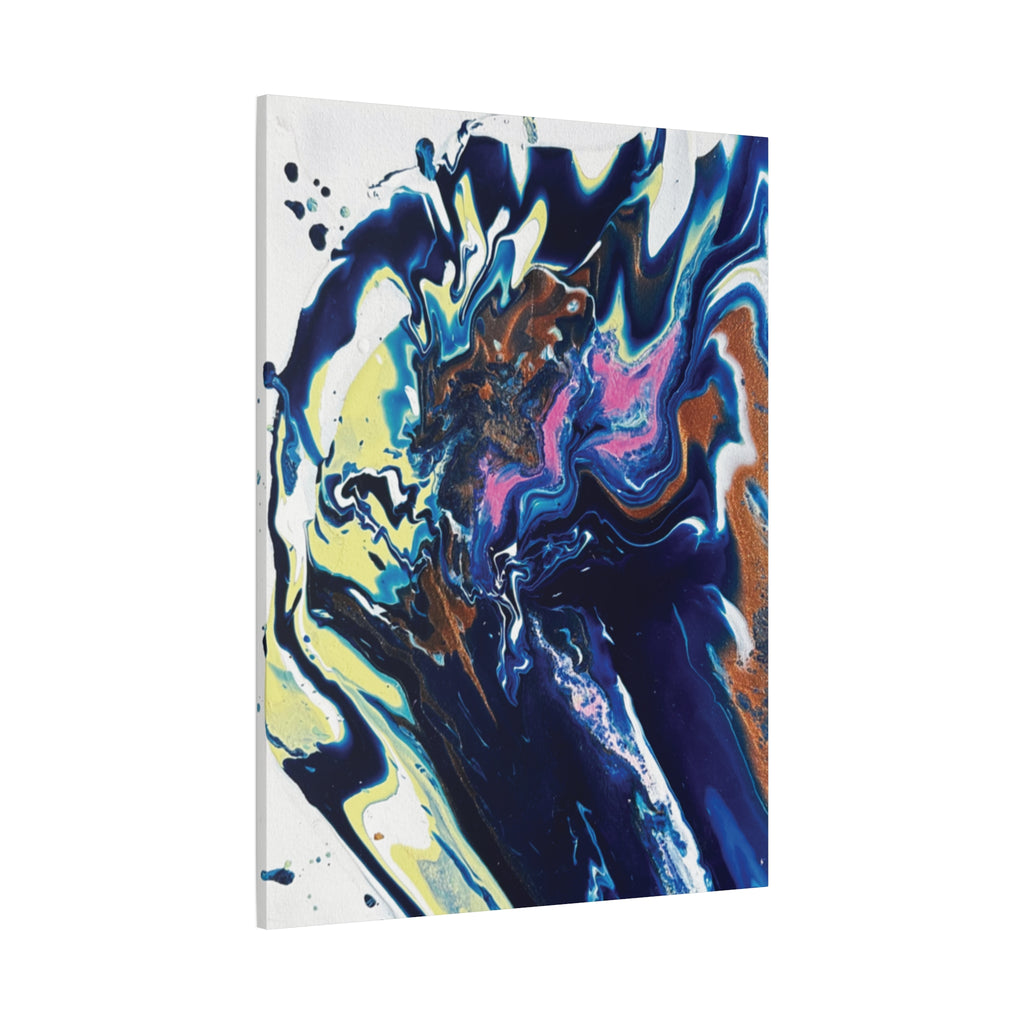 Change Abstract Blue Fluid Art Matte Canvas Print (Stretched Wall Art)