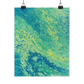 Moss Abstract Ocean Flow Matte Poster (Blue-Green Vertical Fluid Art)