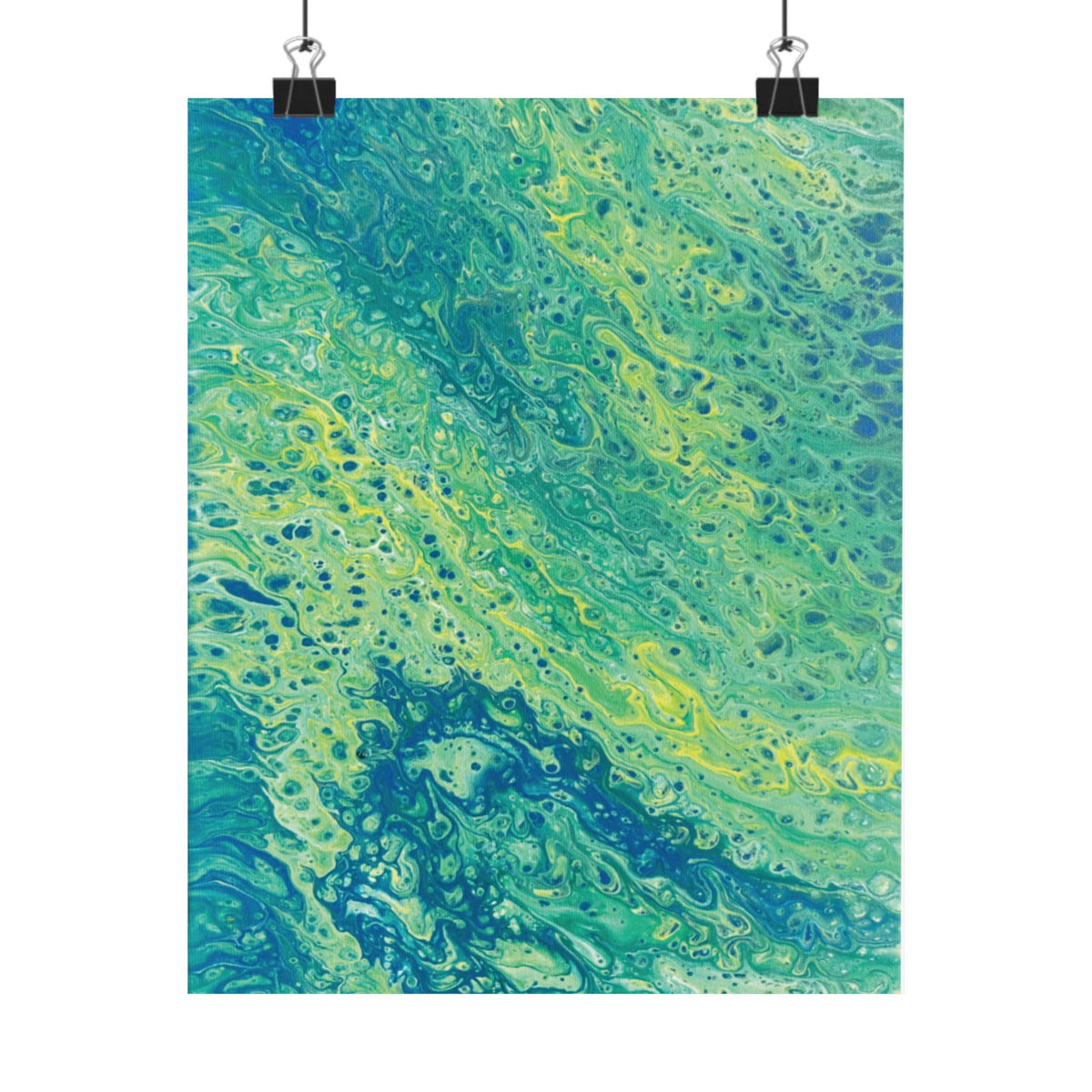 Moss Abstract Ocean Flow Matte Poster (Blue-Green Vertical Fluid Art)