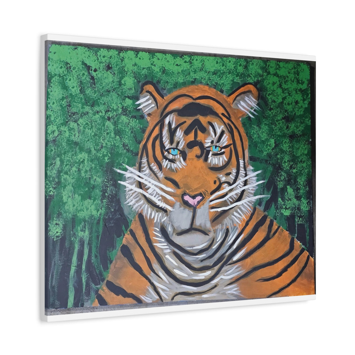 Tiger Portrait Matte Canvas Wall Art Bold Jungle Tiger Painting on Stretched Canvas