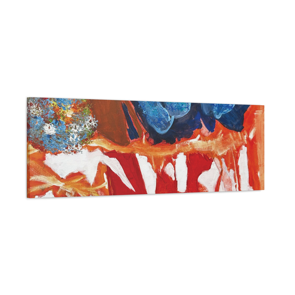 Abstract Red & Blue Matte Stretched Canvas Modern Expressionist Wall Art