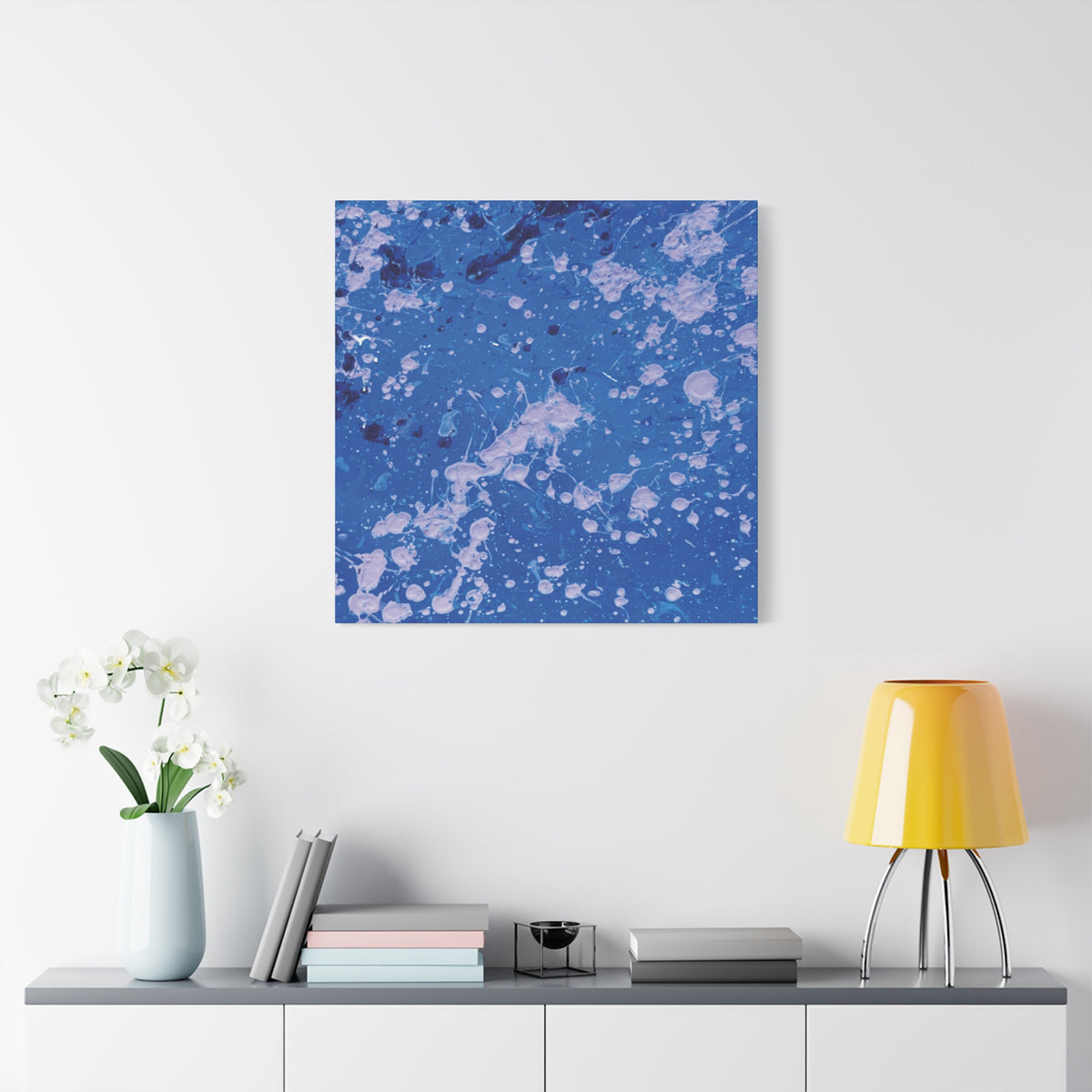 Blue Abstract Splatter Canvas Print  Dots (Matte Stretched 1.25")