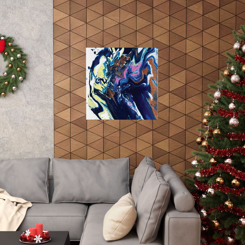 Change Abstract Blue Swirl Matte Poster (Vertical Fluid Art Wall Print)