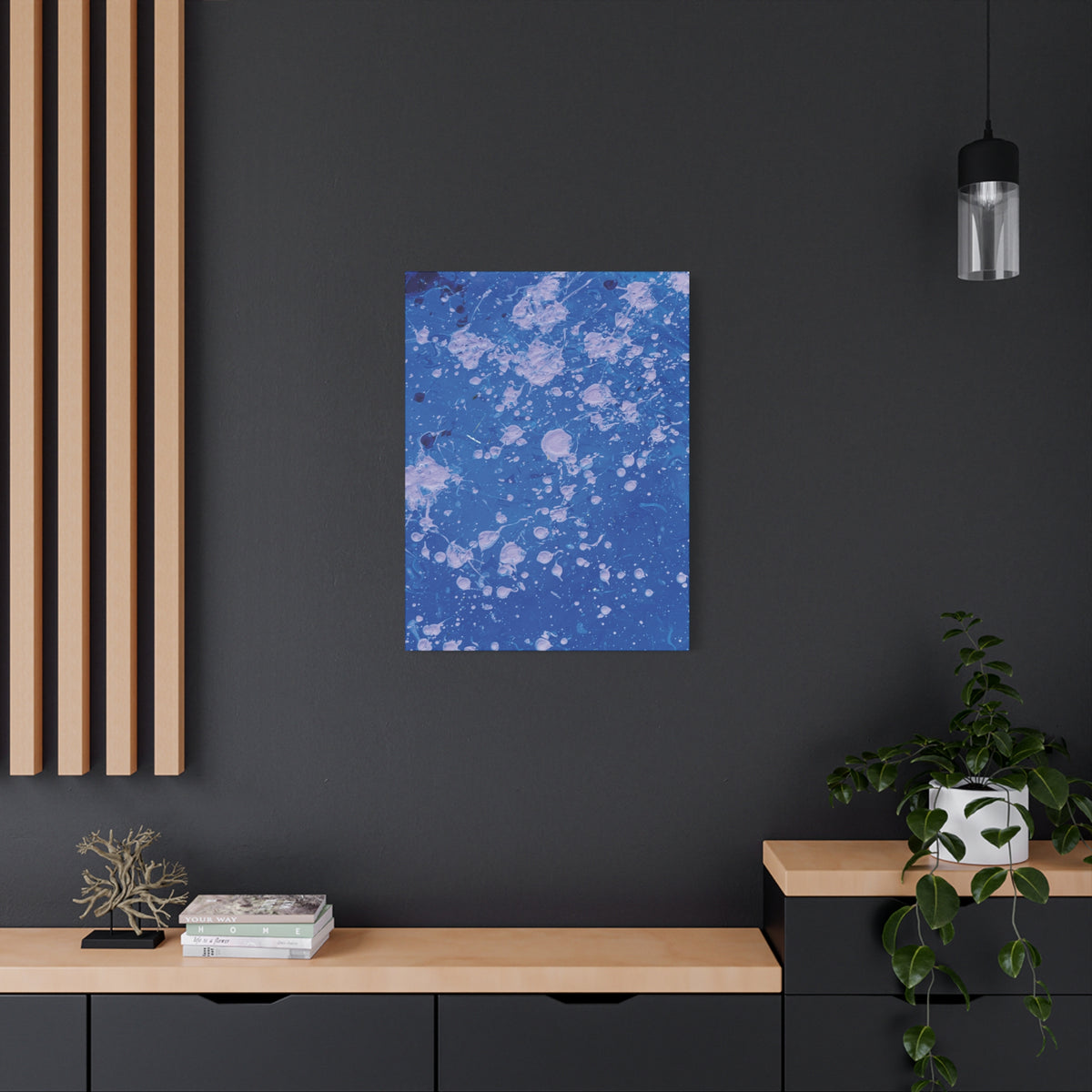 Blue Abstract Splatter Canvas Print  Dots (Matte Stretched 1.25")