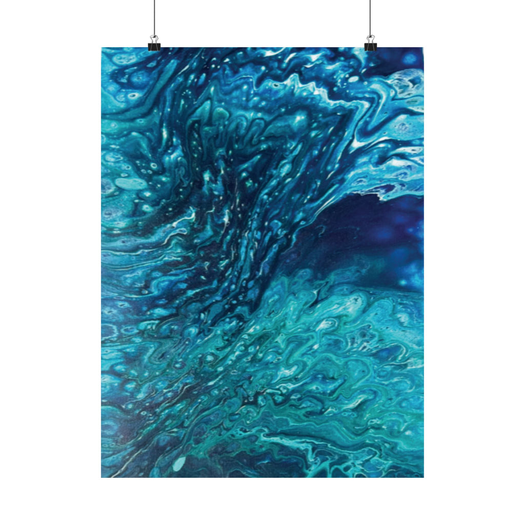 Ocean Abyss Matte Poster Abstract Teal Blue Wall Art