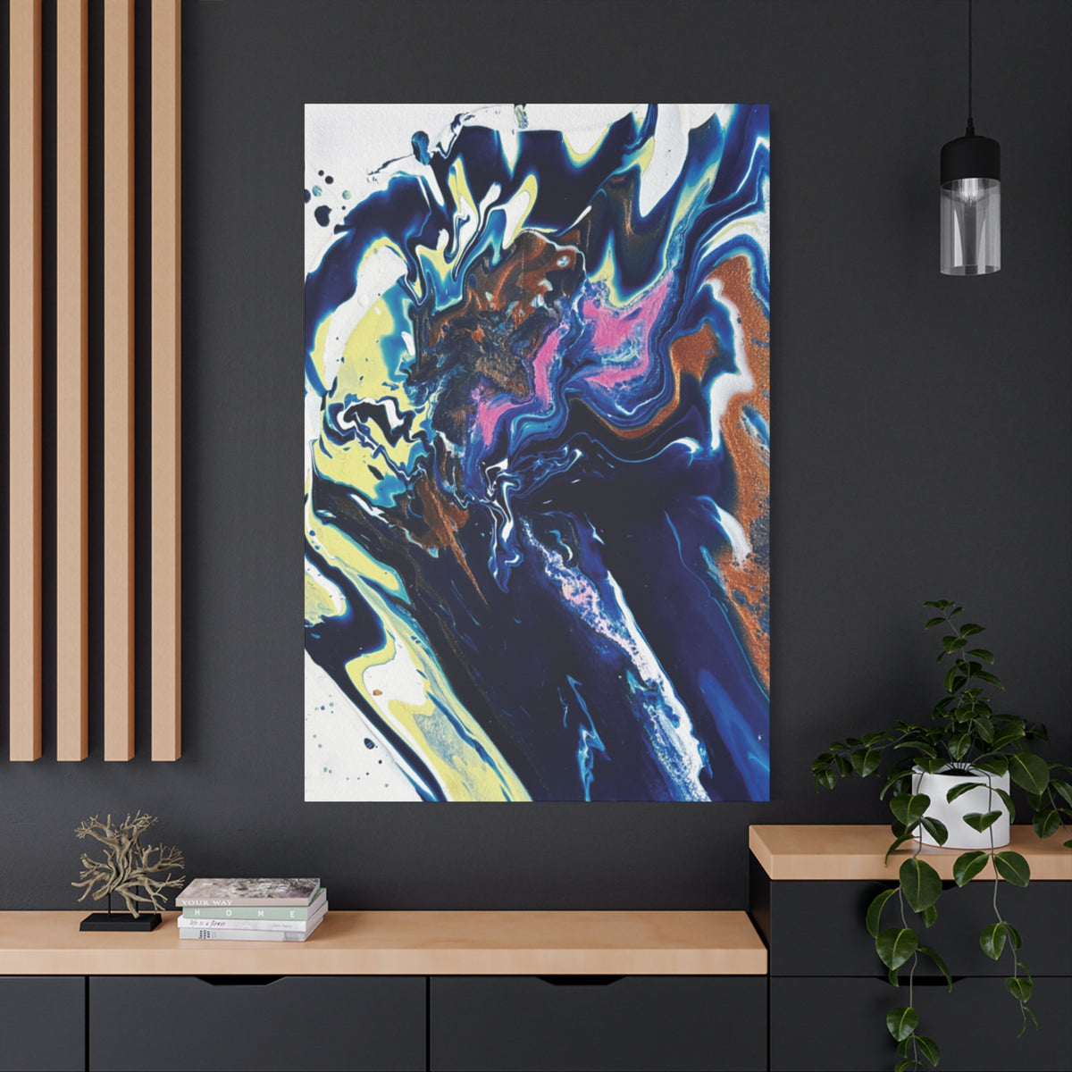 Change Abstract Blue Fluid Art Matte Canvas Print (Stretched Wall Art)