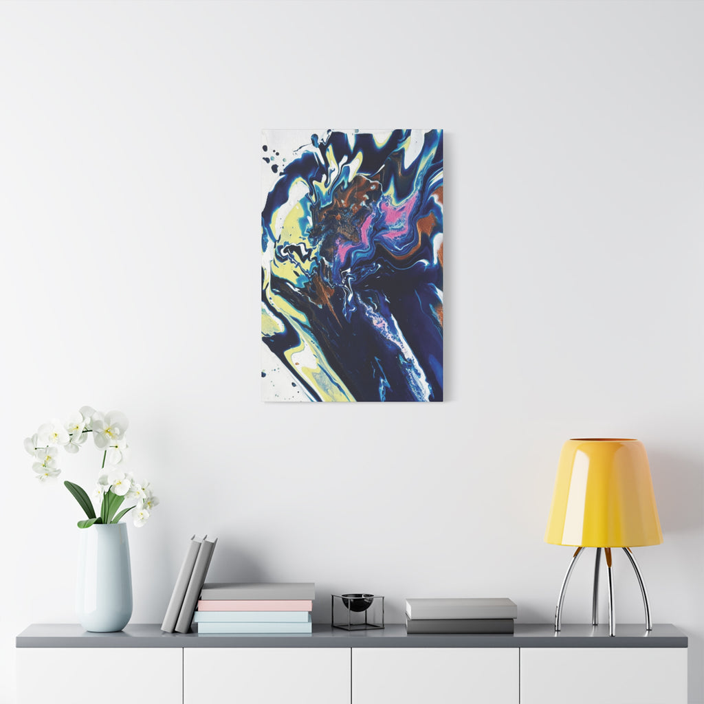 Change Abstract Blue Fluid Art Matte Canvas Print (Stretched Wall Art)