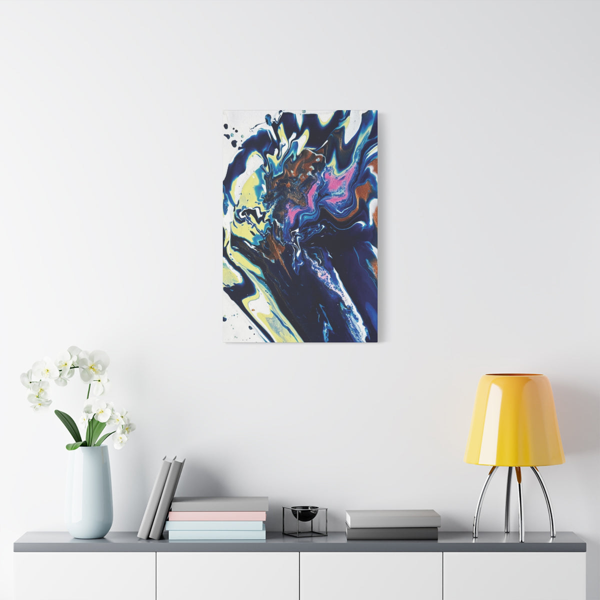 Change Abstract Blue Fluid Art Matte Canvas Print (Stretched Wall Art)