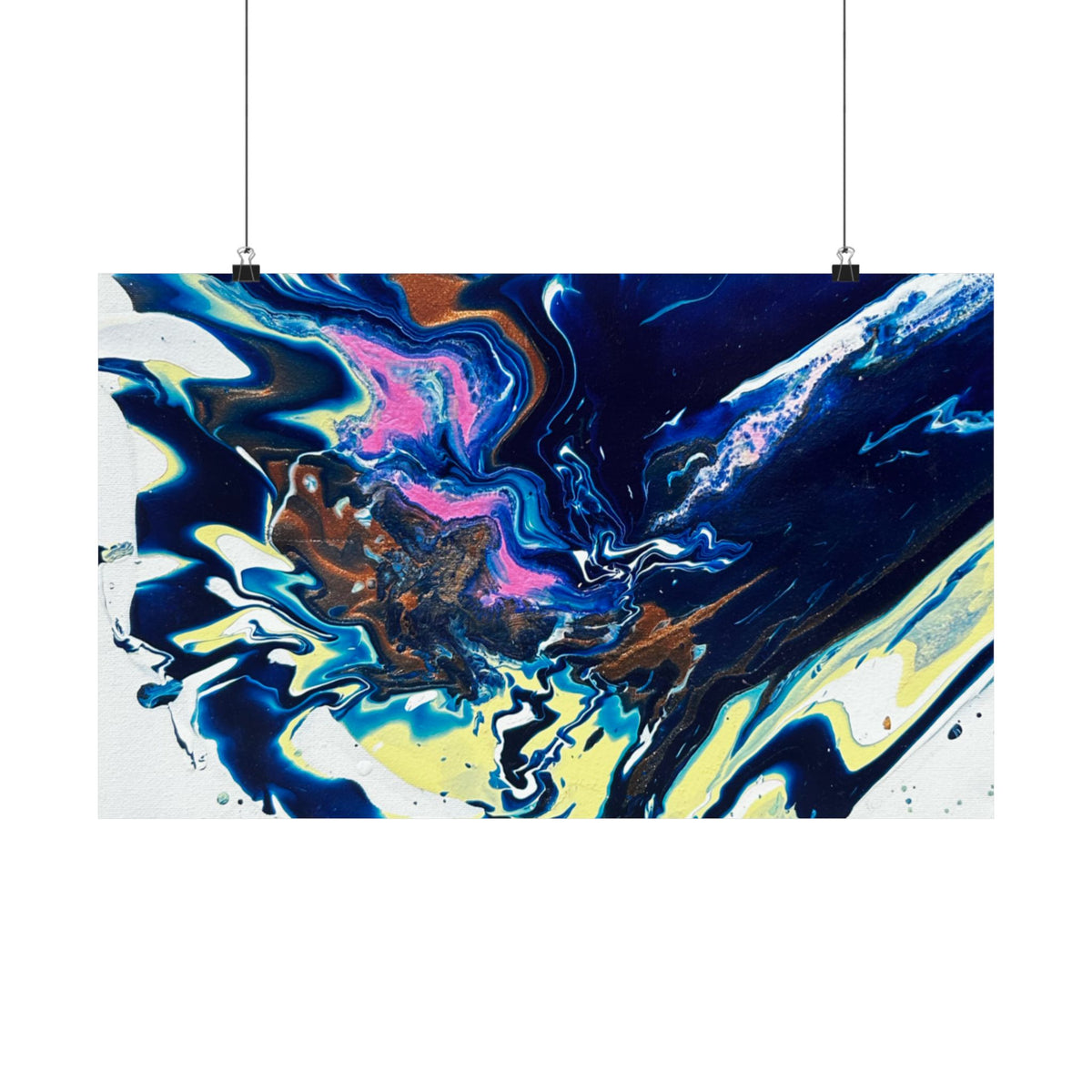 Abstract Blue Marble Matte Poster Change Horizontal Fluid Art Print