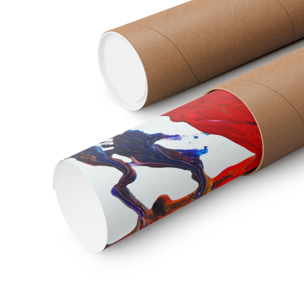 Abstract Red & Blue Matte Poster Universe Horizontal Modern Art Print