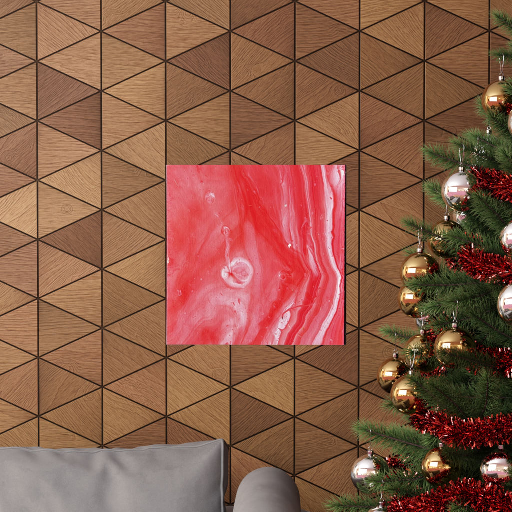 Red Marble Mars Matte Vertical Poster Abstract Red & Cream Wall Art