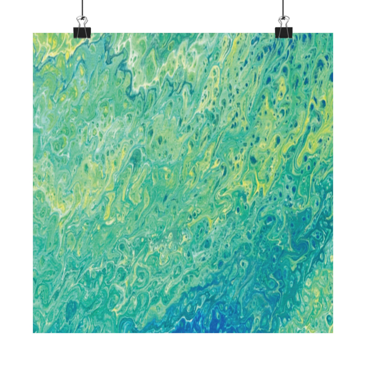 Abstract Ocean Blue Matte Poster Moss Turquoise Green Fluid Art