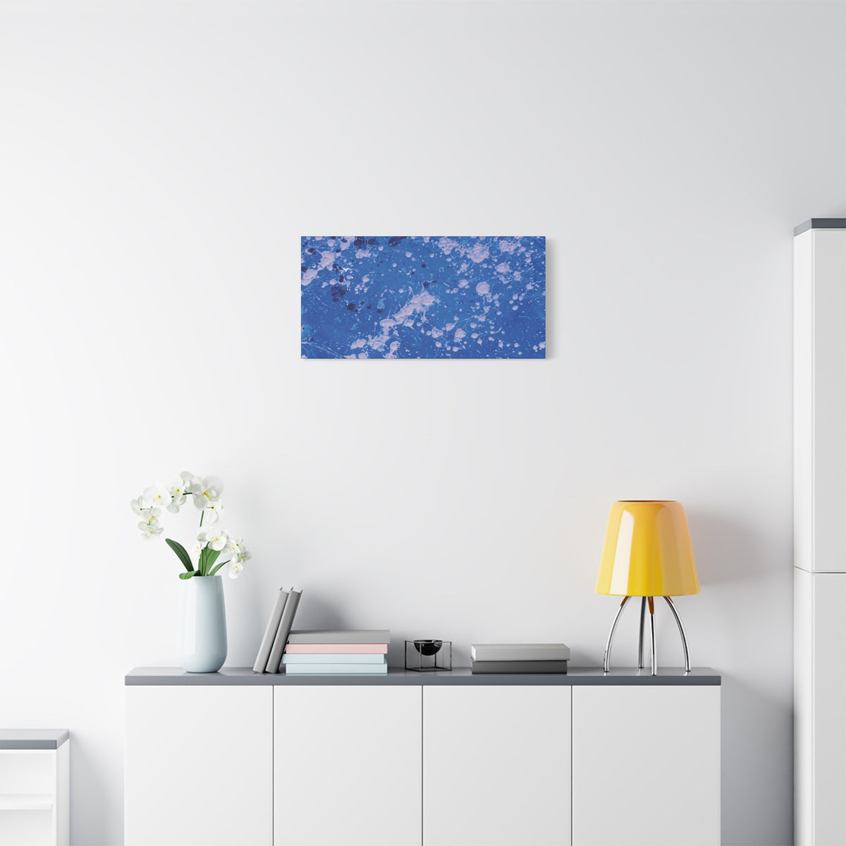 Blue Abstract Splatter Canvas Print  Dots (Matte Stretched 1.25")