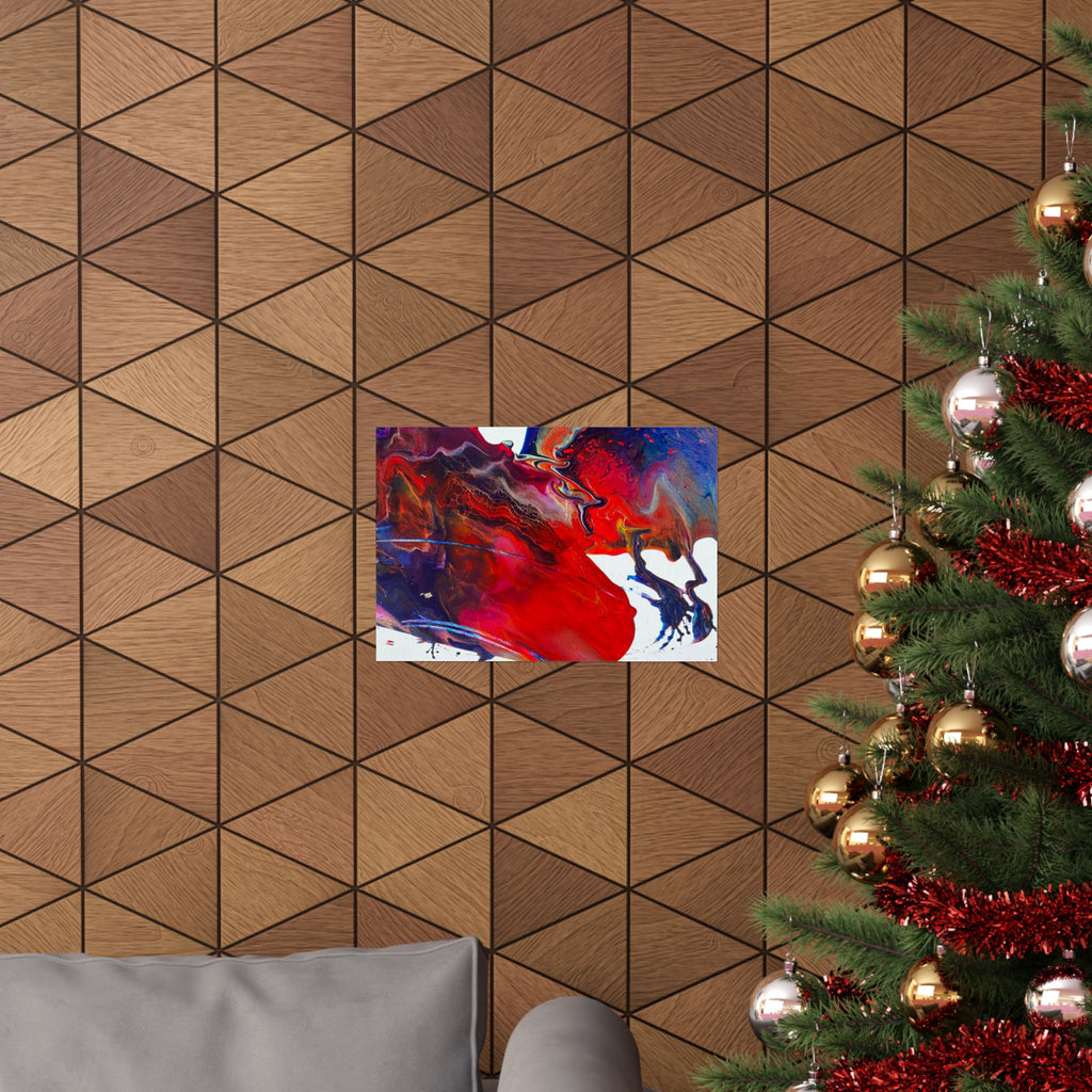 Abstract Red & Blue Matte Poster Universe Horizontal Modern Art Print