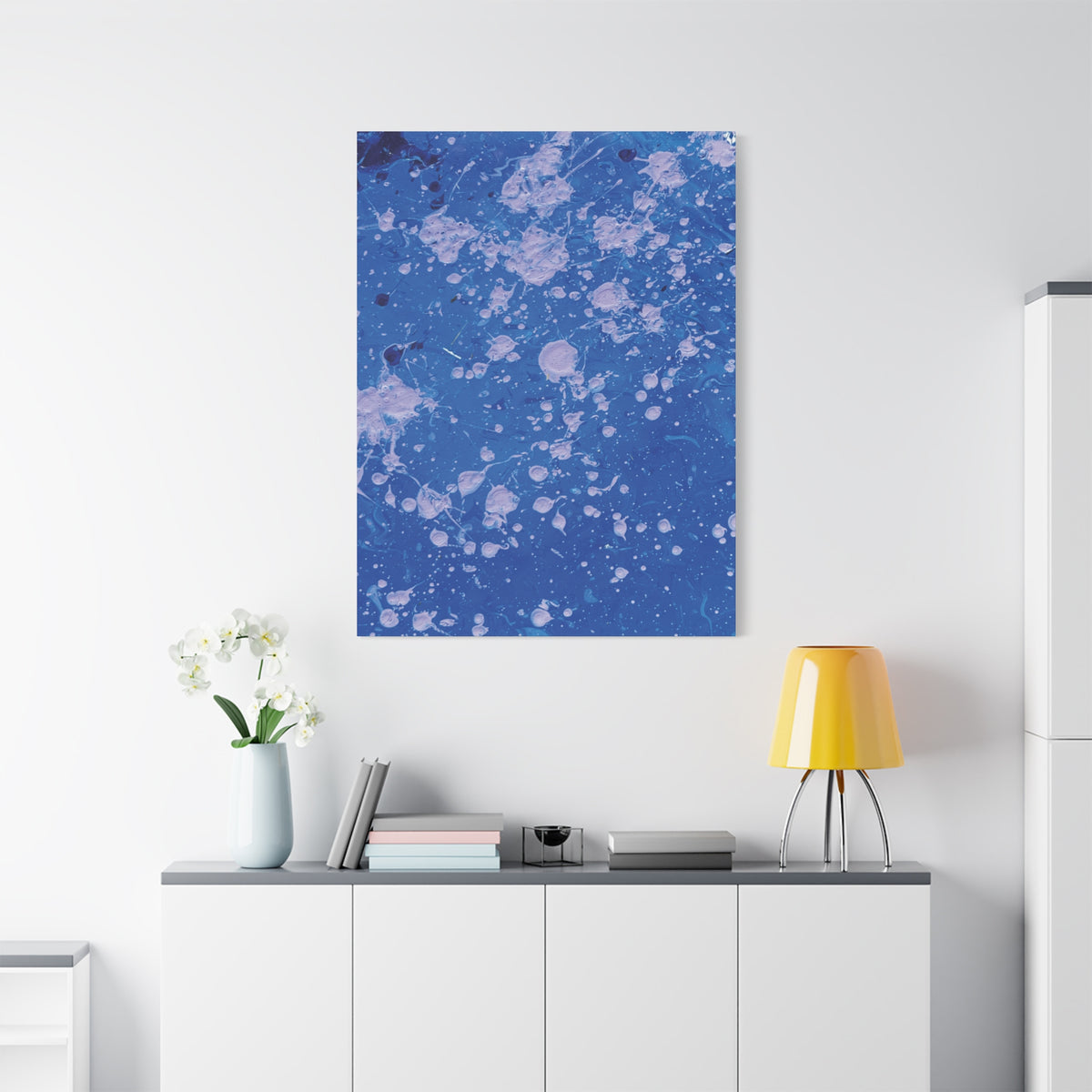 Blue Abstract Splatter Canvas Print  Dots (Matte Stretched 1.25")