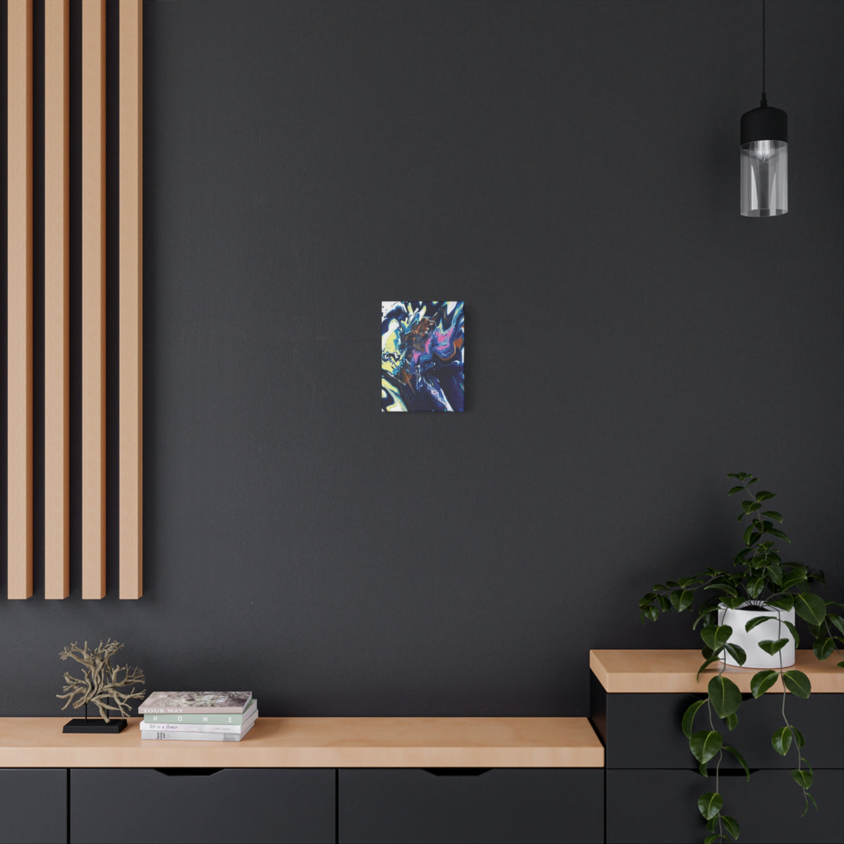 Change Abstract Blue Fluid Art Matte Canvas Print (Stretched Wall Art)
