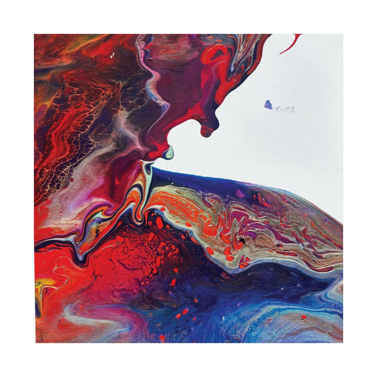 Abstract Fluid Art Matte Poster Universe Vertical Red & Blue Wall Art