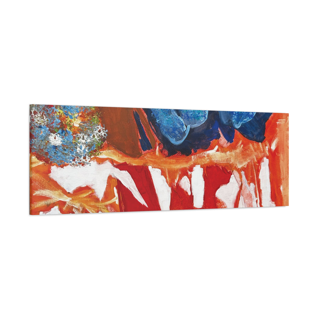 Abstract Red & Blue Matte Stretched Canvas Modern Expressionist Wall Art