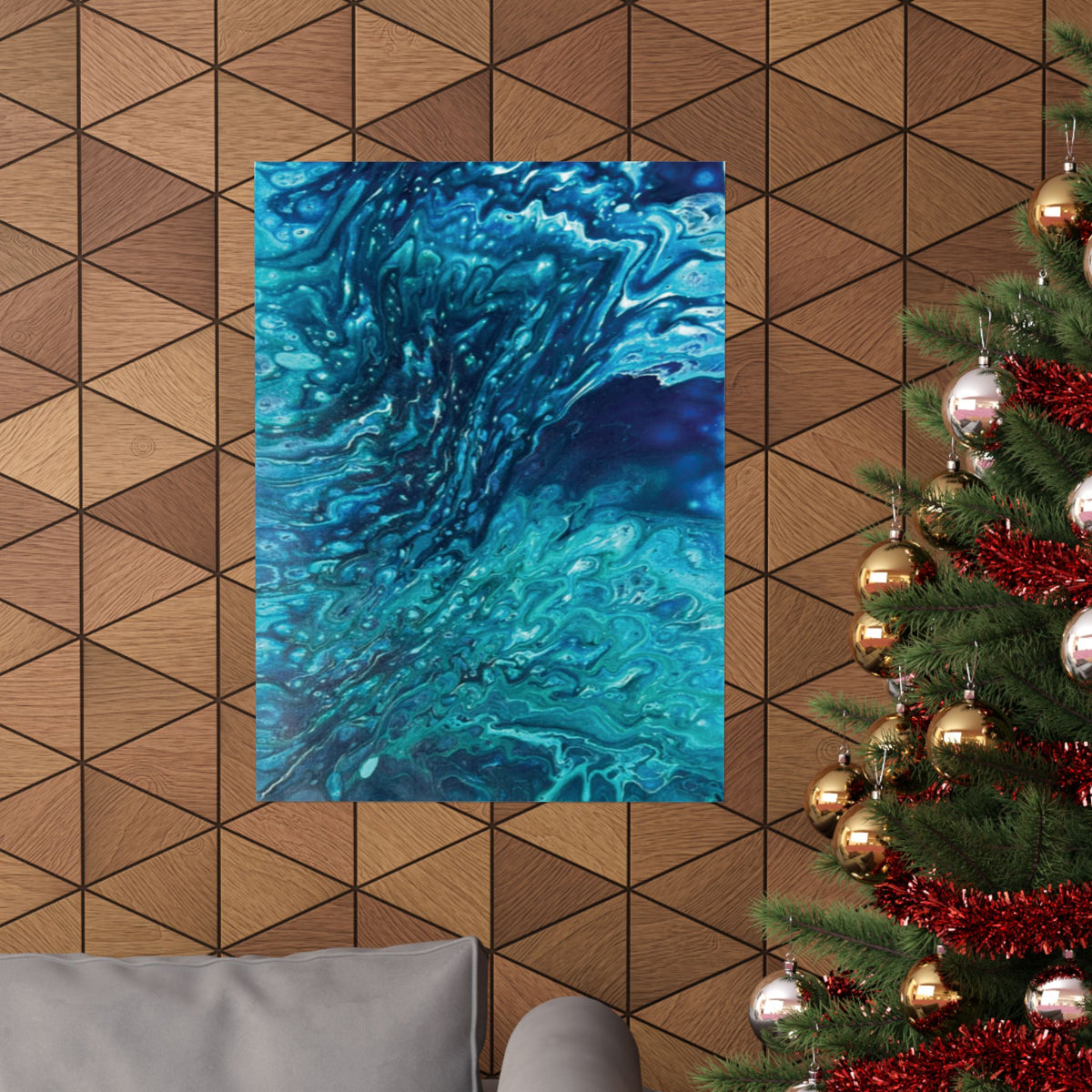Ocean Abyss Matte Poster Abstract Teal Blue Wall Art