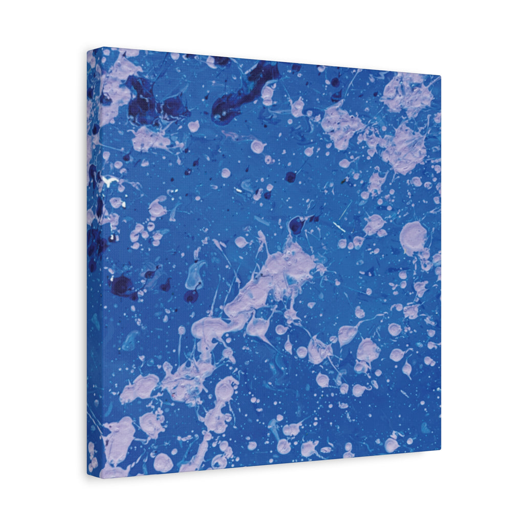 Blue Abstract Splatter Canvas Print  Dots (Matte Stretched 1.25")