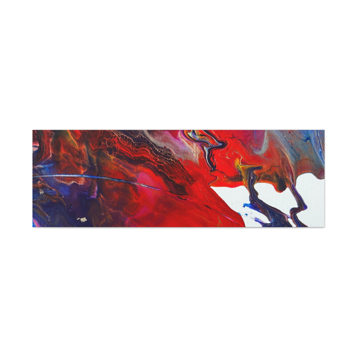Abstract Red & Blue Fluid Art Canvas Print — Matte Stretched Wall Art