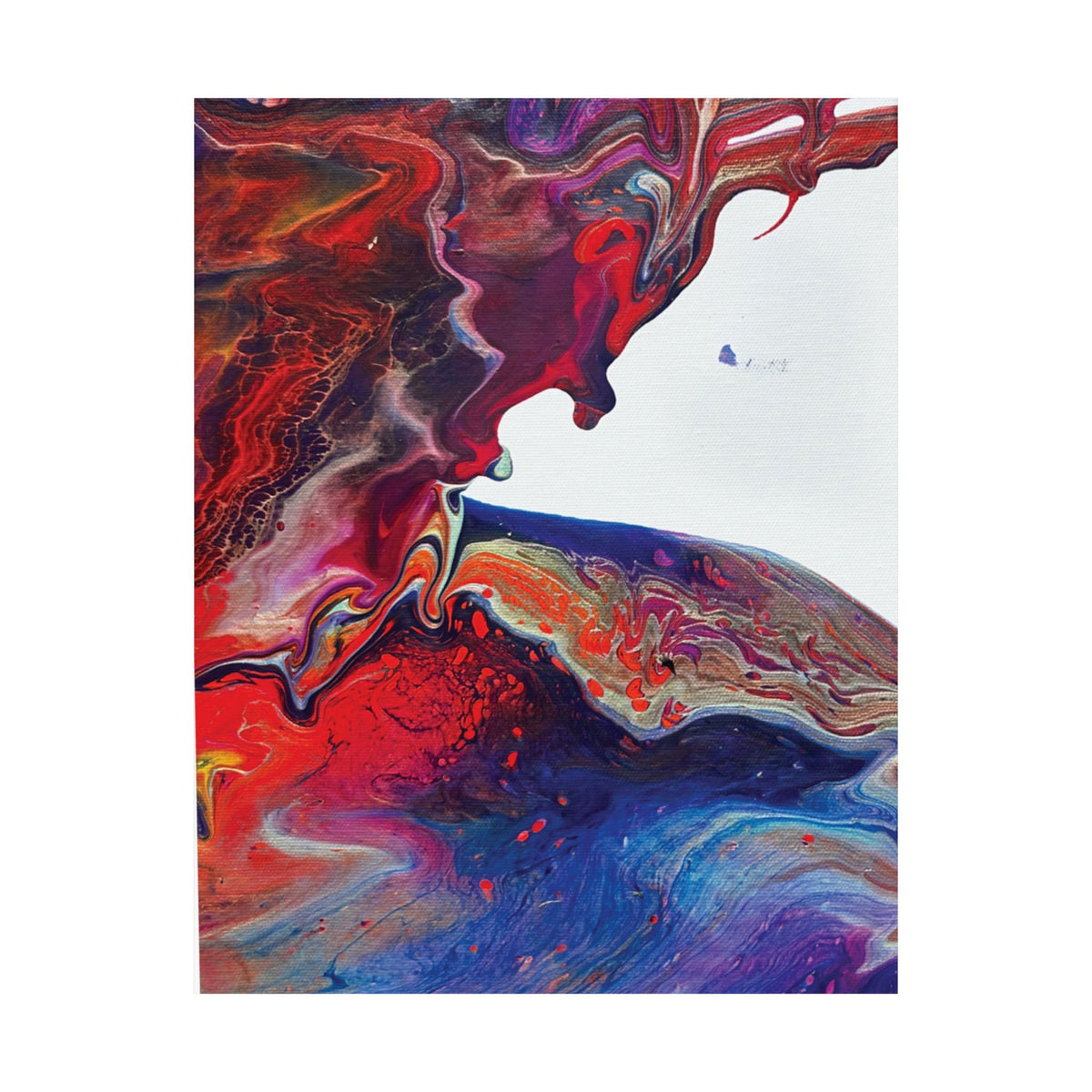 Abstract Fluid Art Matte Poster Universe Vertical Red & Blue Wall Art