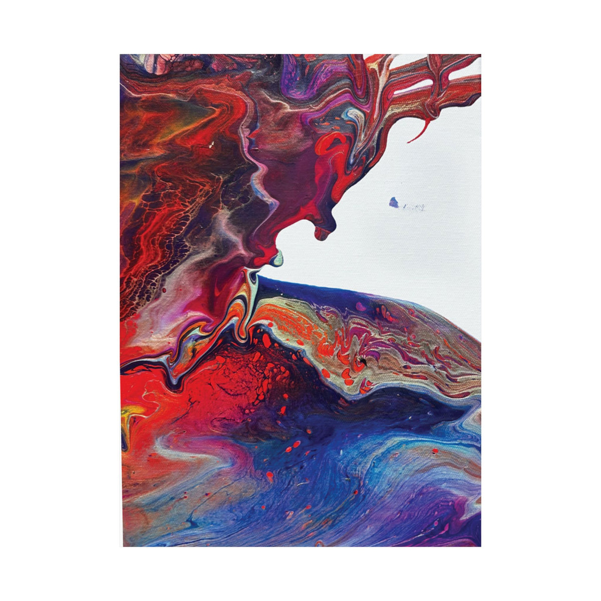 Abstract Fluid Art Matte Poster Universe Vertical Red & Blue Wall Art