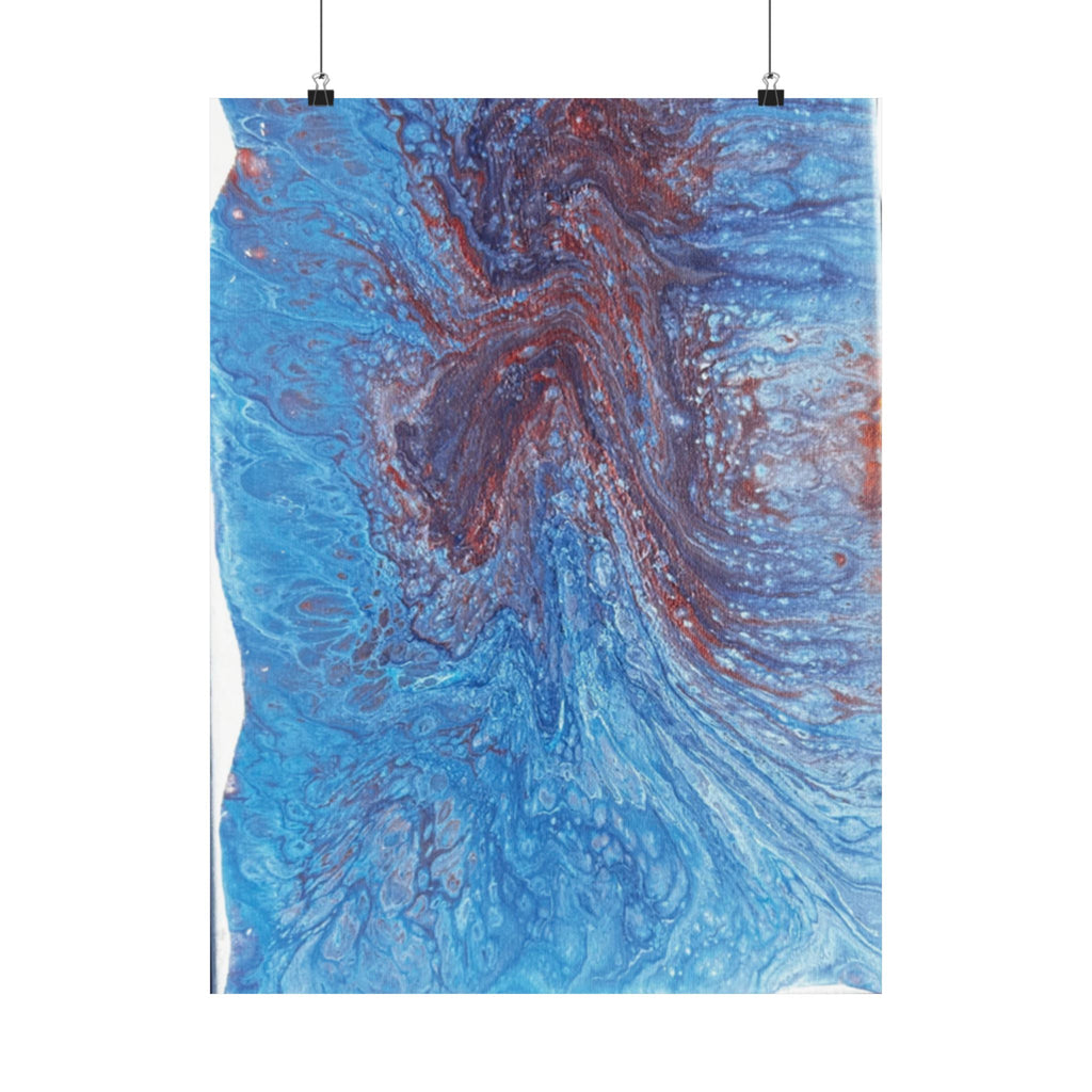 Abstract Blue Resin Art Poster Matte Vertical Wall Art