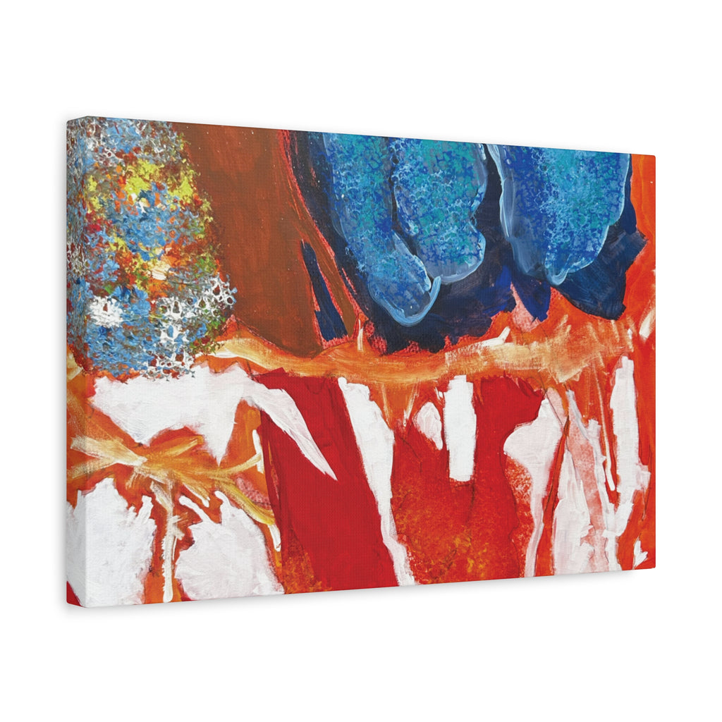 Abstract Red & Blue Matte Stretched Canvas Modern Expressionist Wall Art