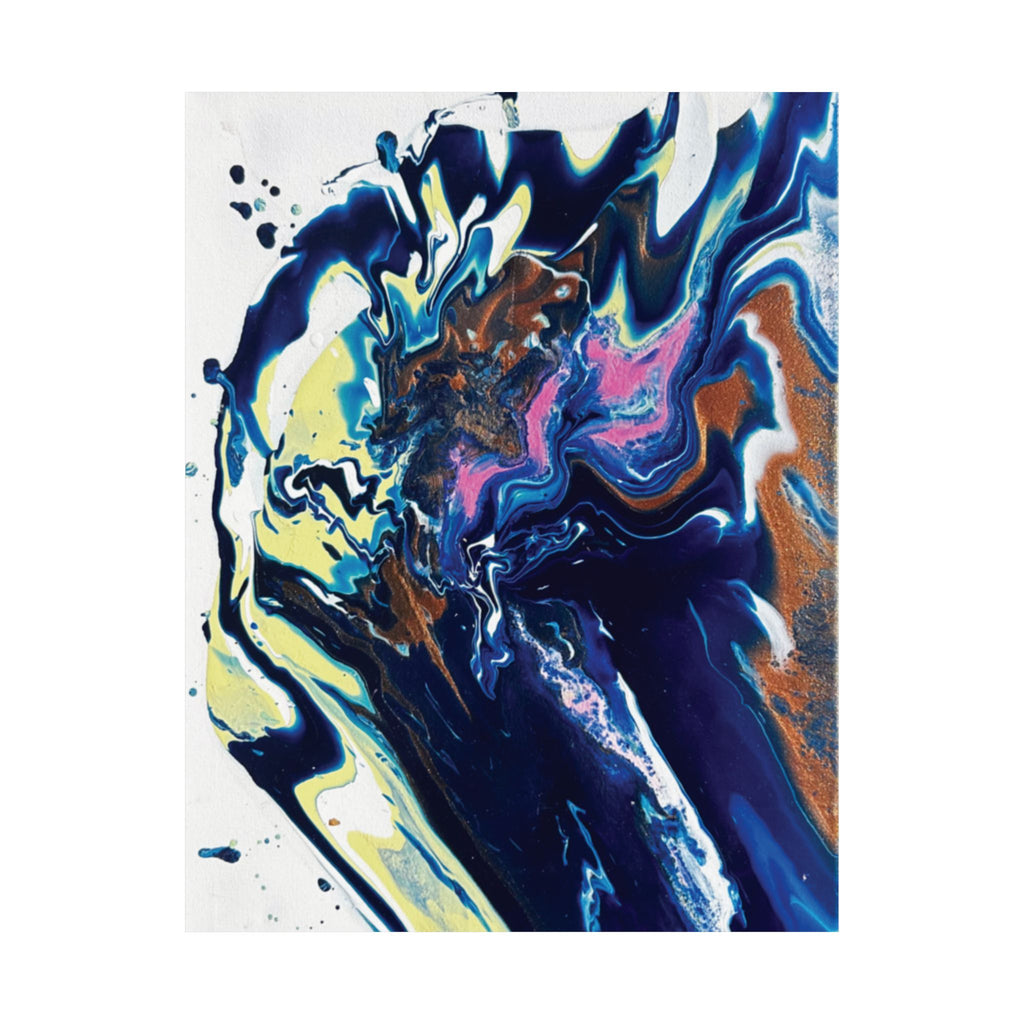 Change Abstract Blue Swirl Matte Poster (Vertical Fluid Art Wall Print)