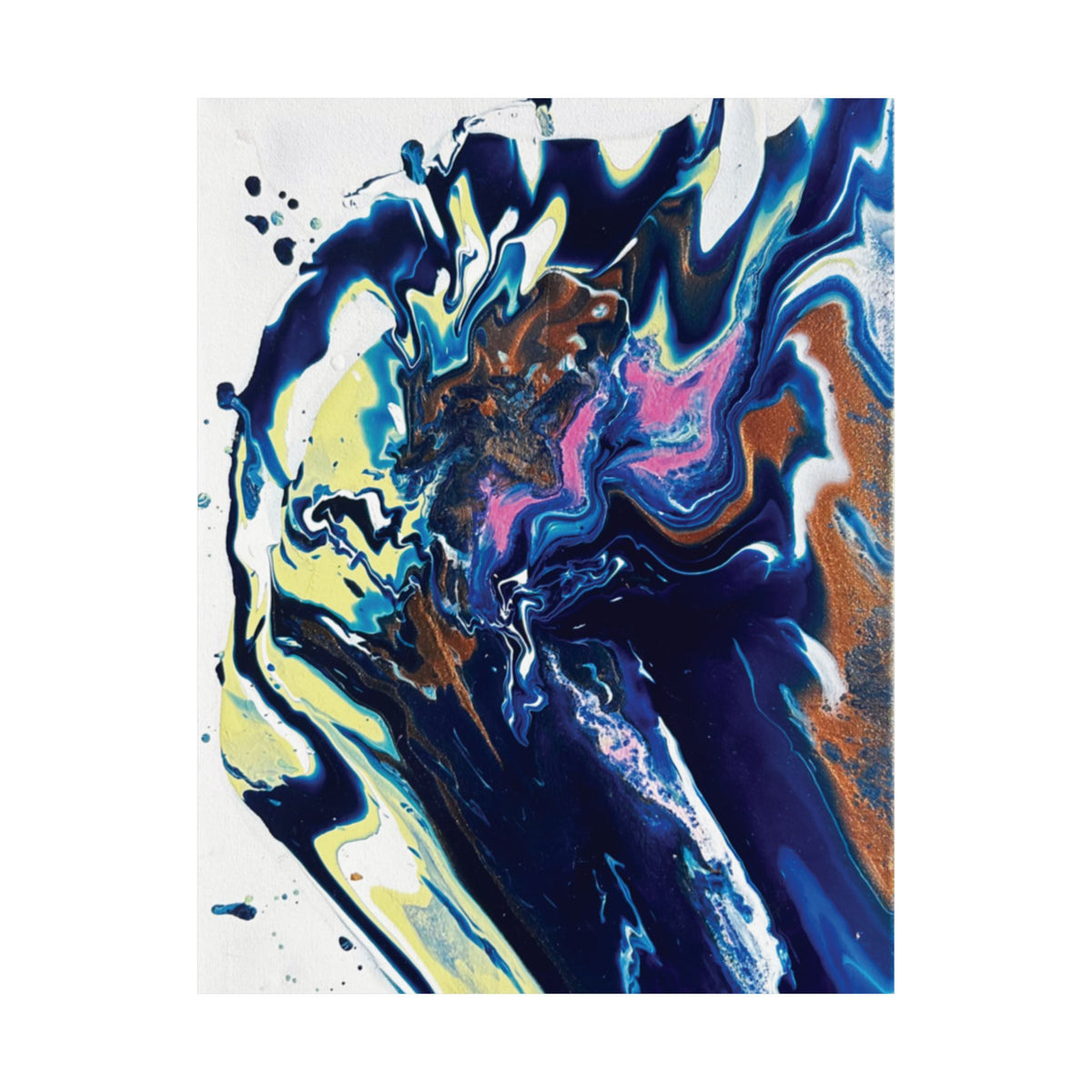 Change Abstract Blue Swirl Matte Poster (Vertical Fluid Art Wall Print)