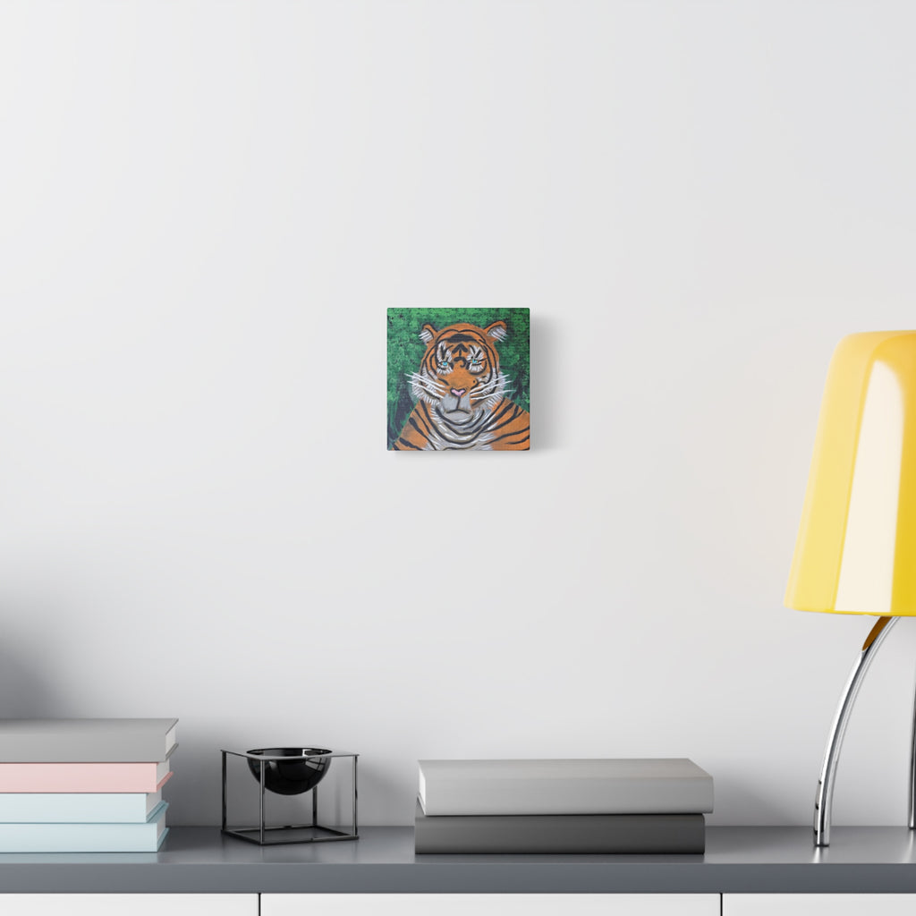 Tiger Portrait Matte Canvas Wall Art Bold Jungle Tiger Painting on Stretched Canvas