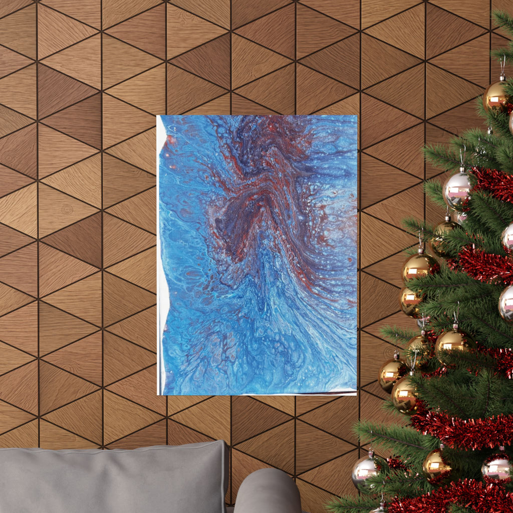 Abstract Blue Resin Art Poster Matte Vertical Wall Art