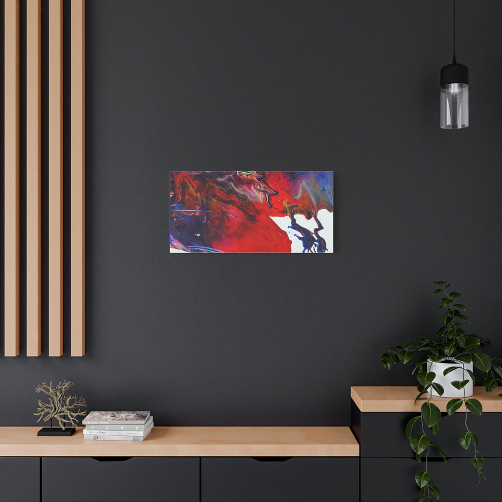 Abstract Red & Blue Fluid Art Canvas Print — Matte Stretched Wall Art