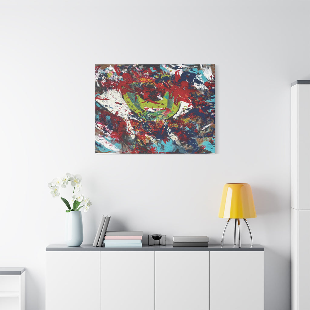 Abstract Burst Matte Canvas Print Eye Colorful Modern Wall Art, Stretched 1.25"