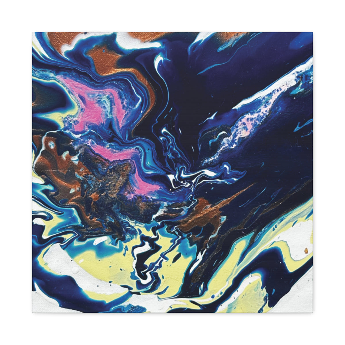 Change Abstract Blue Fluid Art Matte Canvas Print (Stretched Wall Art)