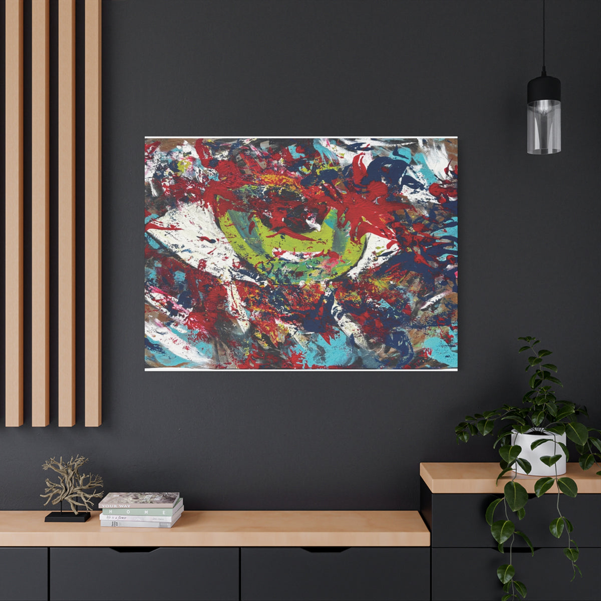 Abstract Burst Matte Canvas Print Eye Colorful Modern Wall Art, Stretched 1.25"
