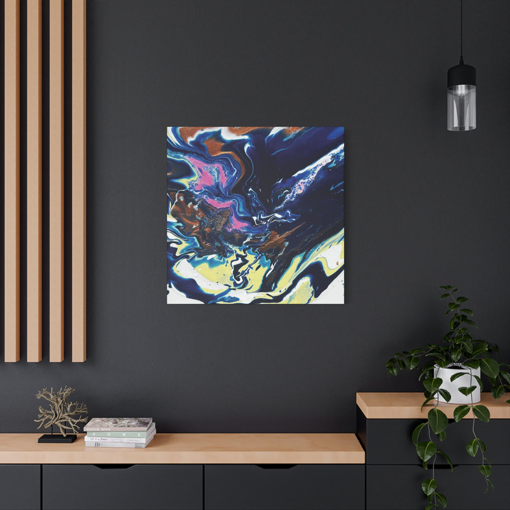 Change Abstract Blue Fluid Art Matte Canvas Print (Stretched Wall Art)